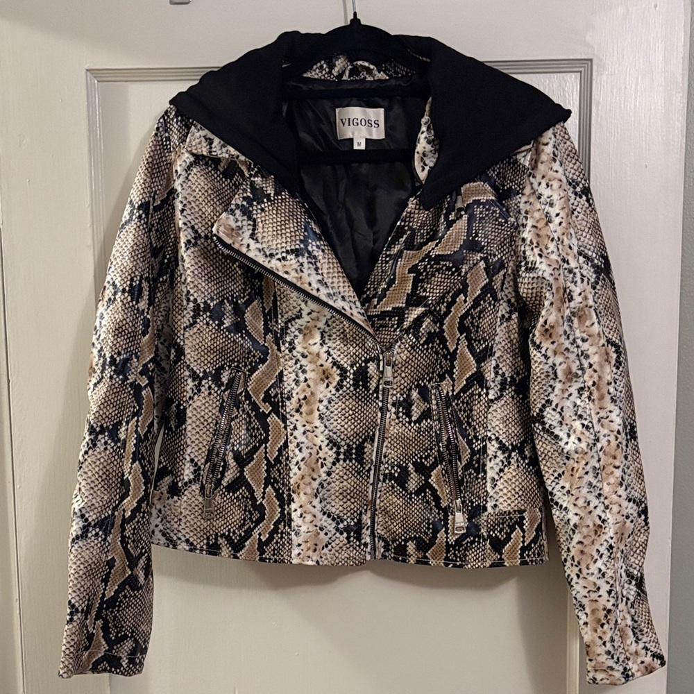 Vigoss Women's Snake Print Bomber Jacket